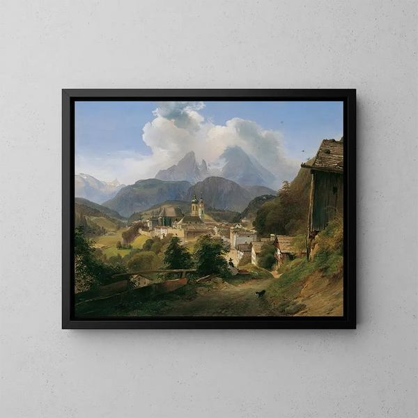 Berchtesgaden con el Watzmann - Johann Fischbach — cuadro enmarcado en la pared