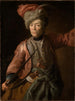 Portrait of an elderly woman in hussar uniform - Johann Georg Dathan — artwork view