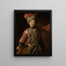 Portrait of an elderly woman in hussar uniform - Johann Georg Dathan — framed artwork on a wall