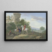 Hunter with horses and hunting dogs stopping near a ruin - Johann Georg Pforr — framed artwork on a wall