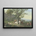 rebaño descansando bajo un roble, a la derecha pastor y pastora almorzando y vista en la distancia - Johann Georg Pforr — cuadro enmarcado en la pared