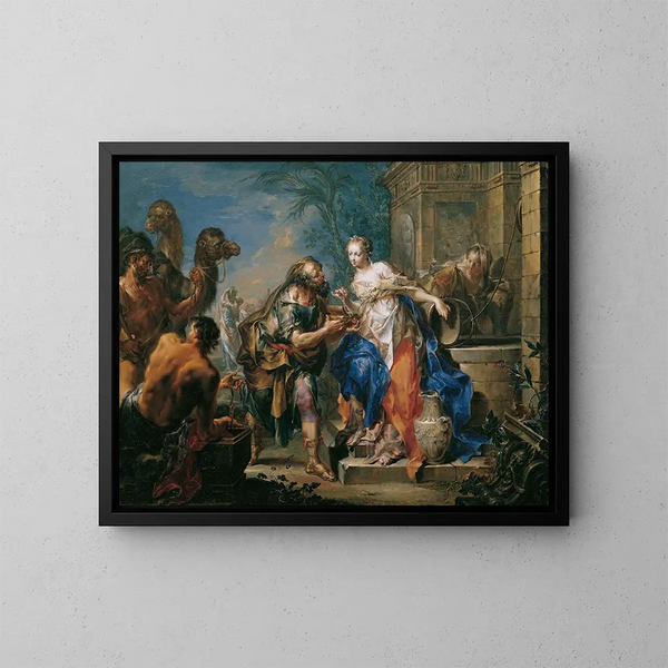 Rebekka en el pozo - Johann Georg Platzer — cuadro enmarcado en la pared