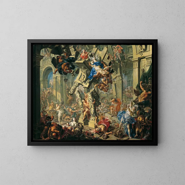 La revanche de Samson - Johann Georg Platzer — cuadro enmarcado en la pared