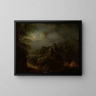 Johann Georg Trautmann - Landscape with Full Moon.webp