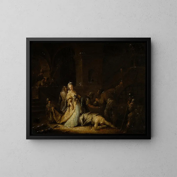 La Decapitación de san Juan Bautista - Johann Georg Trautmann — cuadro enmarcado en la pared