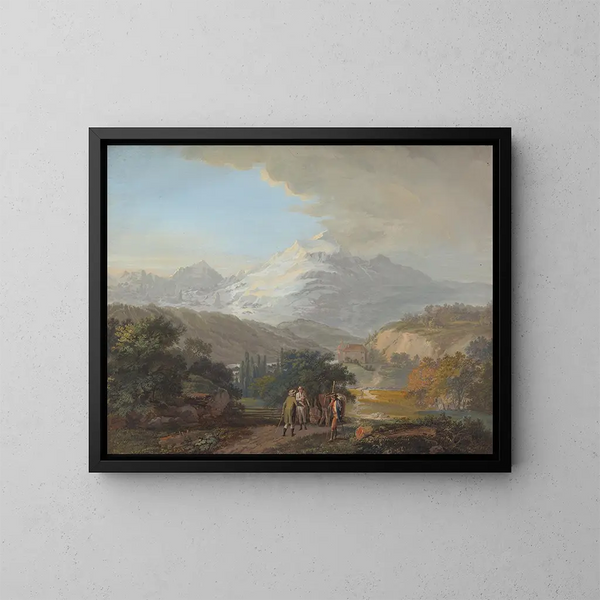 Vista del Mont Blanc en el valle de Salenges - Johann Georg Volmar — cuadro enmarcado en la pared