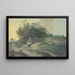 Household scene with a country house by the roadside under trees, with numerous figures and grazing livestock - Johann Georg Wagner — framed artwork on a wall