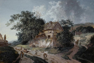 Johann Georg Wagner - Bauernhaus unter Bumen an einer Weggabelung.webp