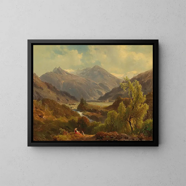 La valle de Bcksteiner con el Rathausberg en Wildbad Gastein, Alta Austria - Giovanni Battista Varano — cuadro enmarcado en la pared