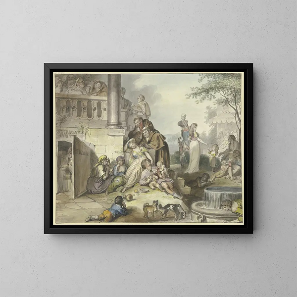 Gentle idleness in Naples - Johann Heinrich Ramberg — framed artwork on a wall
