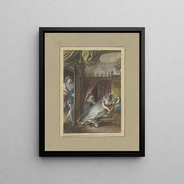 Johann Heinrich Ramberg - Gitarre spielende Dame auf ihren Liebhaber wartend.webp