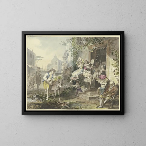 Divertissements populaires à Rome - Johann Heinrich Ramberg — framed artwork on a wall