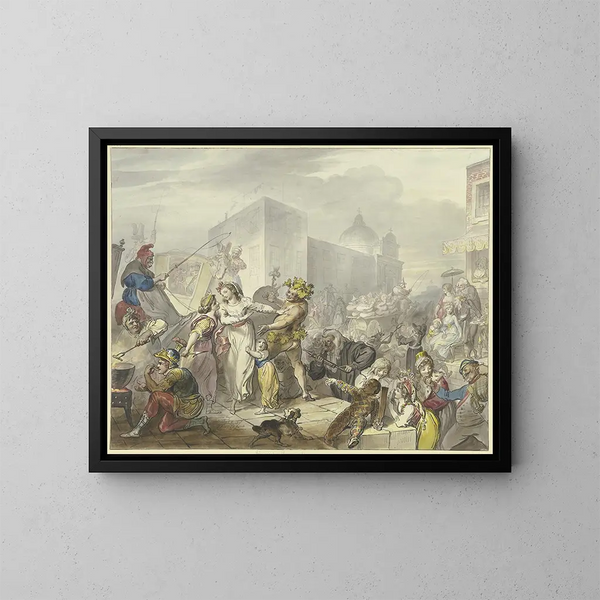 Scene of Roman Carnival - Johann Heinrich Ramberg — framed artwork on a wall