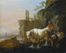 Shepherds leading livestock across a ford - Johann Heinrich Roos — artwork view