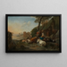 Familia de pastores con rebaño acampado en un paisaje meridional - Johann Heinrich Roos — cuadro enmarcado en la pared