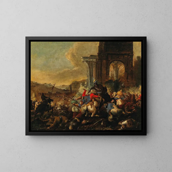 El rey Juan Sobieski de Polonia en la batalla de Viena - Johann Heinrich Roos — cuadro enmarcado en la pared