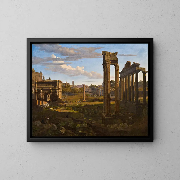Vista del Capitolio hacia el Foro Romano - Johann Heinrich Schilbach — cuadro enmarcado en la pared