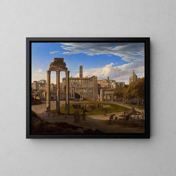 Vista del Foro Romano hacia el Capitolio - Johann Heinrich Schilbach — cuadro enmarcado en la pared