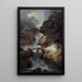 Cascada en una garganta rocosa en tiempo de tormenta - Johann Heinrich West — cuadro enmarcado en la pared
