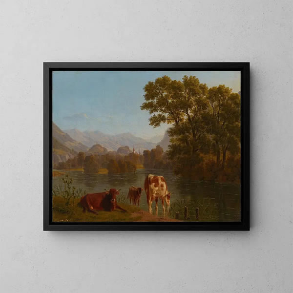 Paisaje del Aare - Johann Jakob Biedermann — cuadro enmarcado en la pared
