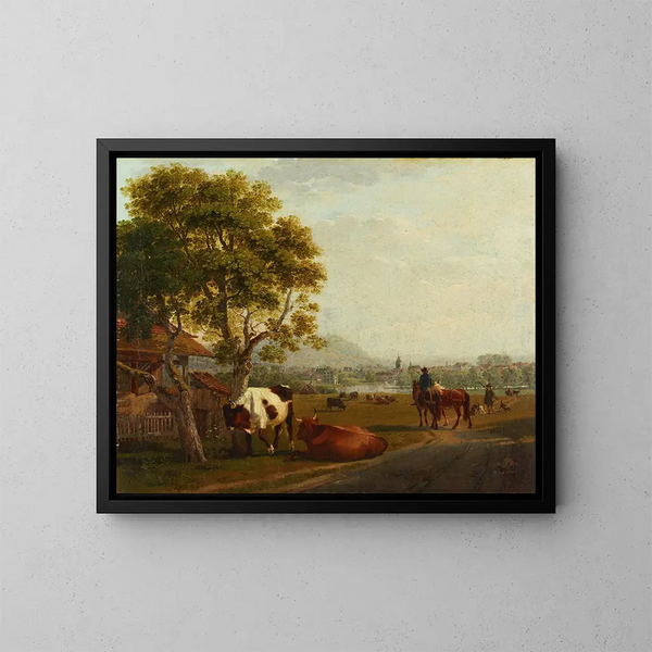 Paisaje cerca de Zúrich - Johann Jakob Biedermann — cuadro enmarcado en la pared
