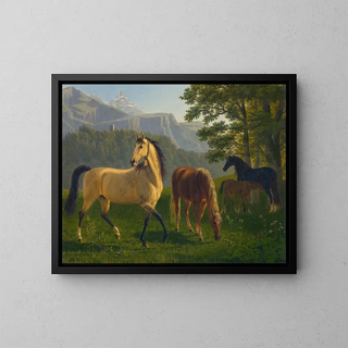 Johann Jakob Biedermann - Pferde Vor Landschaft Horses In Landscape.webp