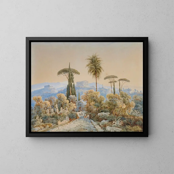 View of the Roman Forum - Johann Jakob Wolfensberger — framed artwork on a wall