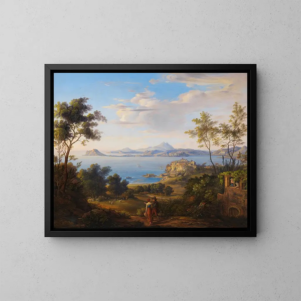 La baie de Pouzzoles près de Naples - Johann Joachim Faber — framed artwork on a wall