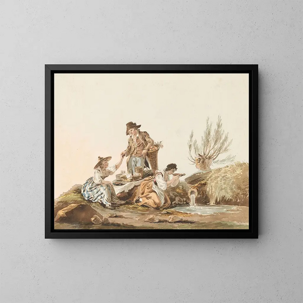 La comida campestre - Johann Karl Müllner — cuadro enmarcado en la pared