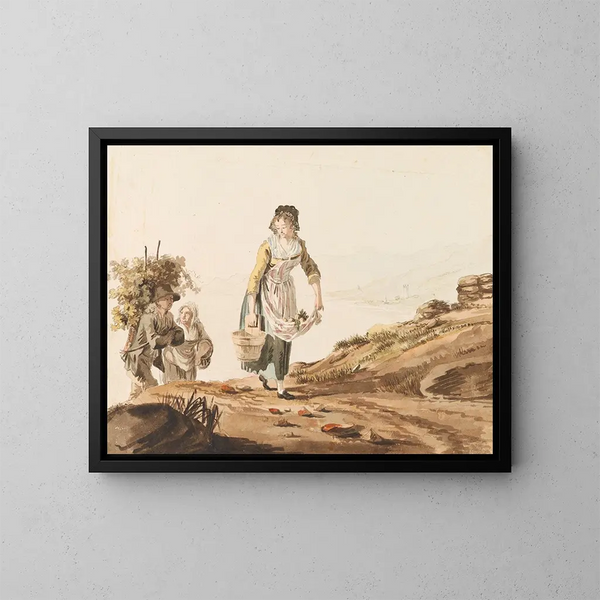 Campesinos en Lavaux - Johann Karl Müllner — cuadro enmarcado en la pared