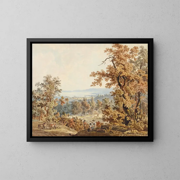 Escena de pastor en los alrededores de Lausana - Johann Karl Müllner — cuadro enmarcado en la pared