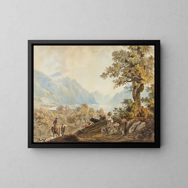 Escena campestre cerca de Clarens - Johann Karl Müllner — cuadro enmarcado en la pared