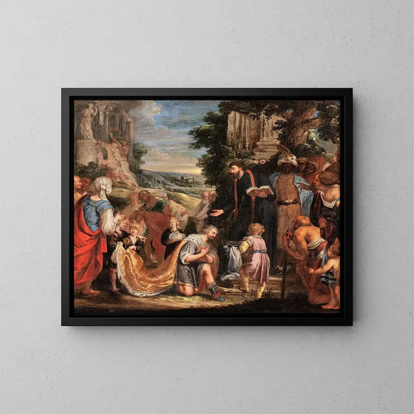 San Tomás el Apóstol bautizando al rey indo-parthiano Gudnaphar - Johann König — cuadro enmarcado en la pared