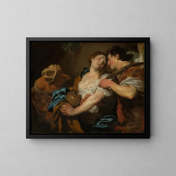 La Tentación de Santa María Magdalena - Johann Liss — cuadro enmarcado en la pared