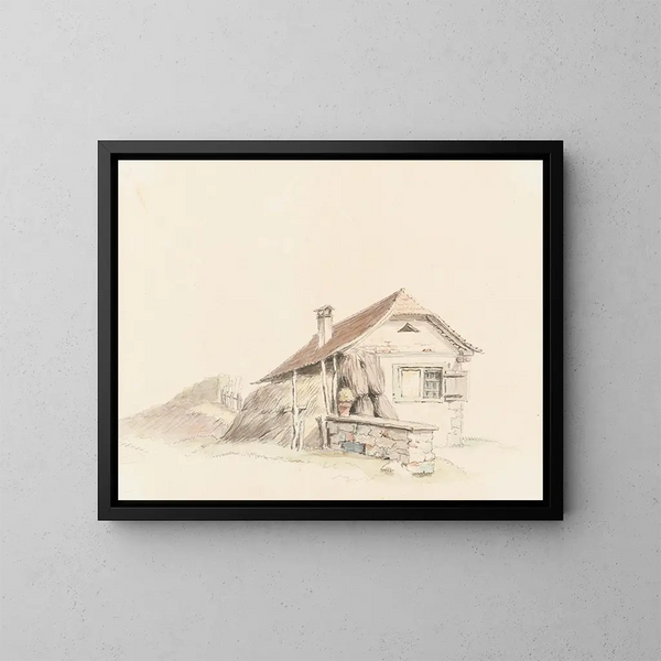 Casa de campesino - Johann Ludwig Aberli — cuadro enmarcado en la pared
