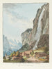 Waterfall called Staubbach in the Lauterbrunnen Valley - Johann Ludwig Aberli — artwork view