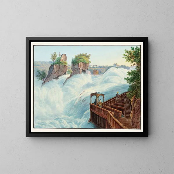 Vista de la caída del Rin tomada desde Fichetz - Johann Ludwig Bleuler — cuadro enmarcado en la pared