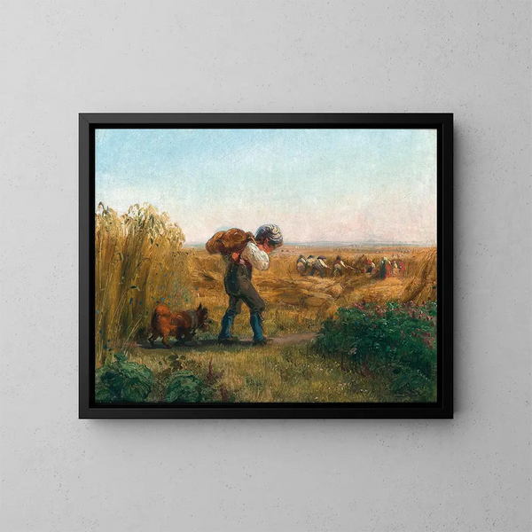 Un niño en camino hacia el campo - Johann Matthias Ranftl — cuadro enmarcado en la pared