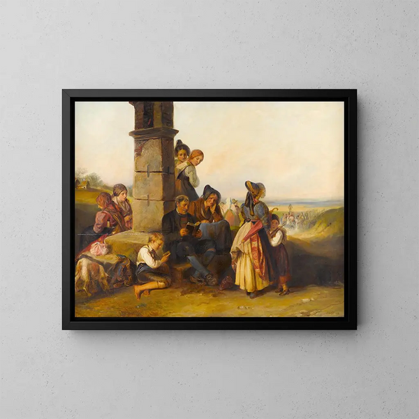 Una procesión del Corpus Christi - Johann Matthias Ranftl — cuadro enmarcado en la pared