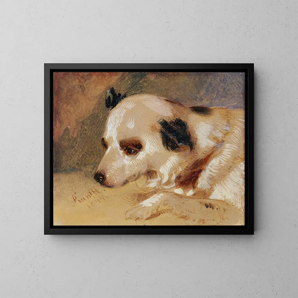 Cabeza de perro - Johann Matthias Ranftl — cuadro enmarcado en la pared