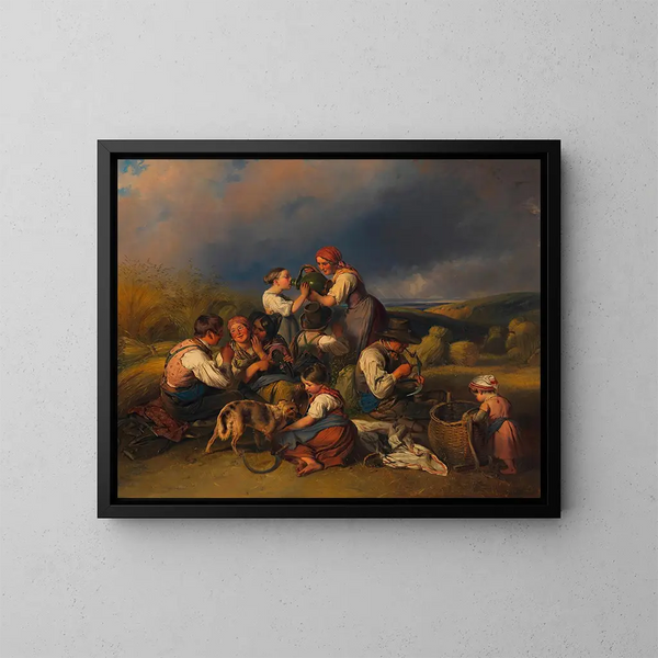 La cosecha de los segadores - Johann Matthias Ranftl — cuadro enmarcado en la pared