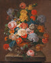 Un ramo de flores con un nido de pájaro - Johann Oberer — vista de la obra