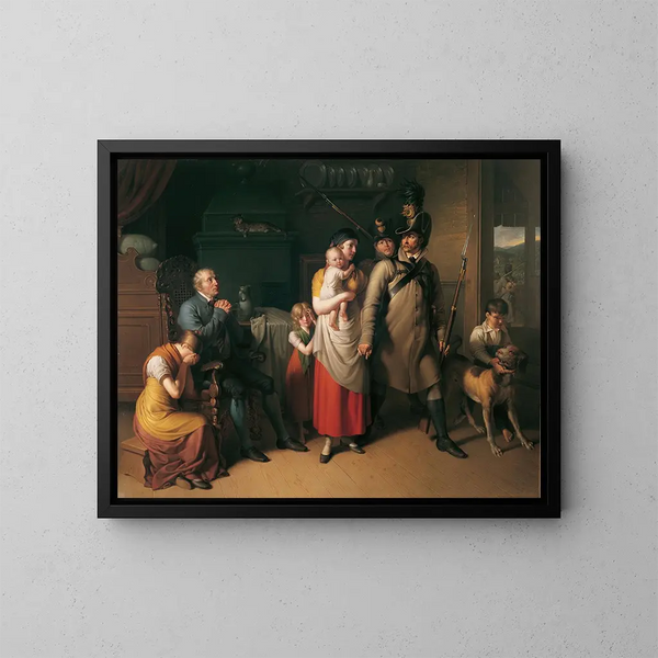 El regreso del landwehrmann - Johann Peter Krafft — cuadro enmarcado en la pared