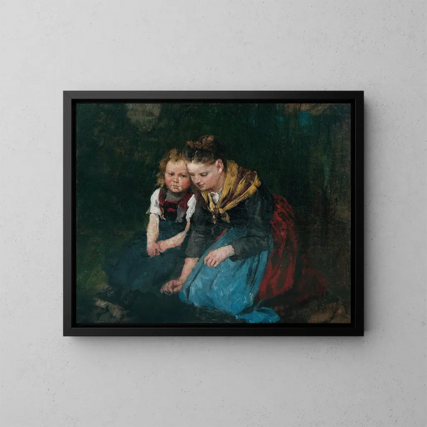 Madre e hijo - Johann Sperl — cuadro enmarcado en la pared