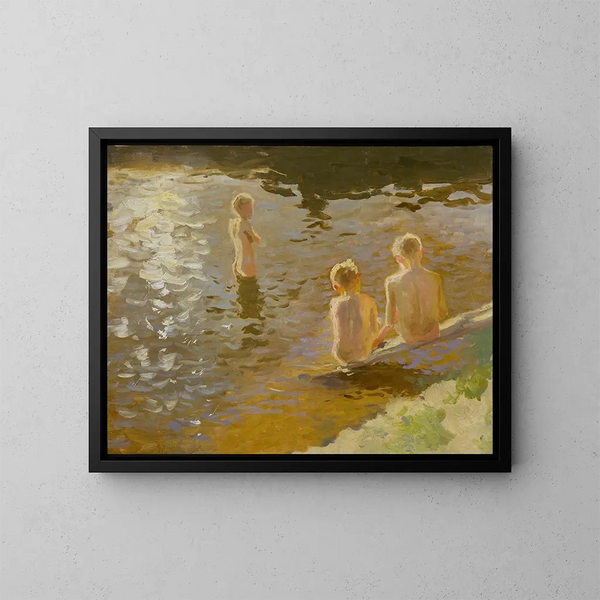 Boys Bathing - Johann Walter-Kurau — cuadro enmarcado en la pared
