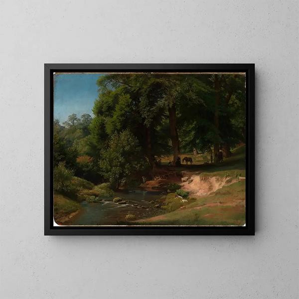 Sobre el Alb I con caballeros en descanso - Johann Wilhelm Schirmer — cuadro enmarcado en la pared