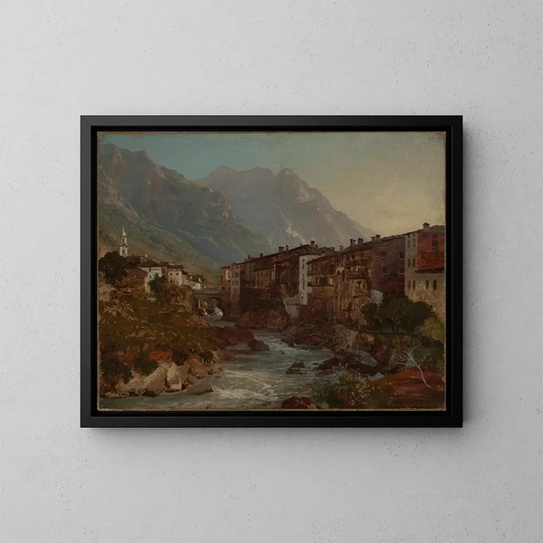 Vista de Chiavenna - Johann Wilhelm Schirmer — cuadro enmarcado en la pared