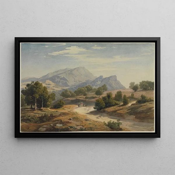 Johann Wilhelm Schirmer - Blick von Osten auf Rocca Canterano und die Mamellen im Hintergrund.webp