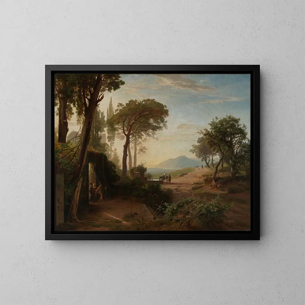 La mañana, la partida del viajero hacia Jericó - Johann Wilhelm Schirmer — cuadro enmarcado en la pared