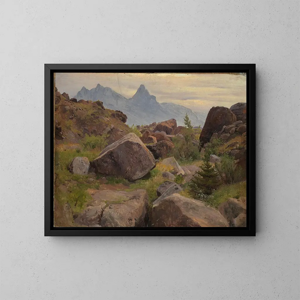Estudio de roca en Goldau - Johann Wilhelm Schirmer — cuadro enmarcado en la pared
